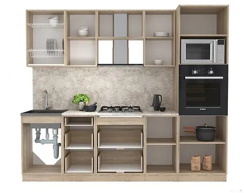 Готовая кухня Интерлиния Мила 2.5 ВТ (вудлайн кремовый/антрацит/бискайская сосна)