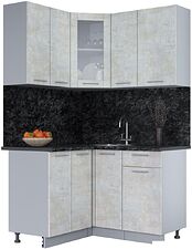 Готовая кухня Интерлиния Мила 12x13 (бетон лайт-бетон лайт-кастилло темный)