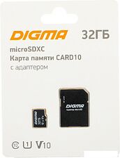 Карта памяти Digma MicroSDXC Class 10 Card10 DGFCA032A01