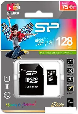 Карта памяти Silicon-Power microSDXC Elite UHS-1 (Class 10) 128GB (SP128GBSTXBU1V10SP)