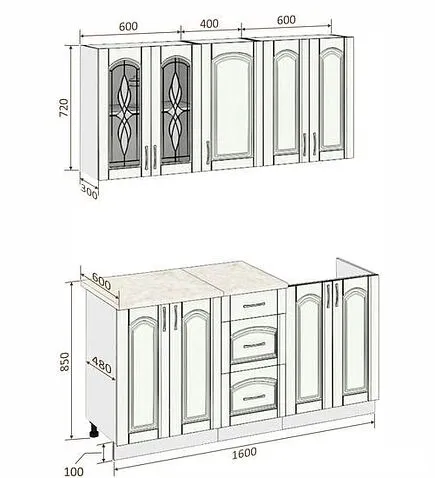 Готовая кухня Кортекс-мебель Корнелия Ретро 1.6 (ясень белый/дуб бунратти)