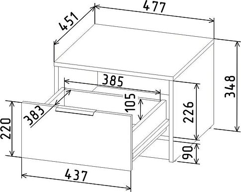 Комоды, тумбы Интерлиния Концепт КТ-ТК1-35 (антрацит/дуб золотой)