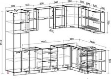 Готовая кухня Интерлиния Мила 1.88x2.8 правая без столешницы (дуб белый/дуб серый)