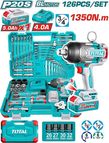 Гайковерт Total THKTHP31262 (с 1-им АКБ, кейс, набор инструментов)