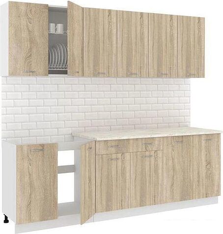 Готовая кухня Кортекс-мебель Корнелия Лира-лайт 2.4м (дуб сонома/королевский опал)