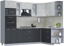 Готовая кухня Интерлиния Мила 1.68x2.6 правая (бетон лайт/антрацит/опал светлый) Готовая кухня Интерлиния Мила 1.68x2.6 правая (бетон лайт/антрацит/опал светлый)