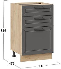 Шкаф напольный Трия Лорас 1Н5Я3 (дуб крафт золотой/холст вулкан)