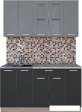 Готовая кухня Интерлиния Мила 15 (антрацит/серебро)