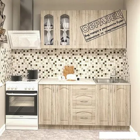 Готовая кухня Кортекс-мебель Корнелия Ретро 1.6 без столешницы (ясень белый)