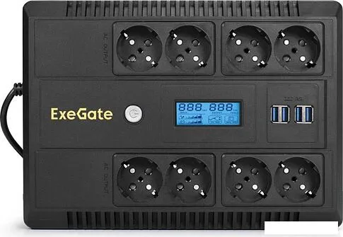 Источник бесперебойного питания ExeGate Neo Smart LHB-800.LCD.AVR.8SH.CH.USB EX293857RUS