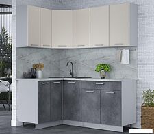 Готовая кухня Интерлиния Мила Лайт 1.2x1.8 (персидский жемчуг/бетон портленд/серый каспий)