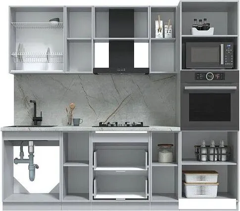 Готовая кухня Интерлиния Берес 2.4В (дуб лазурный/дуб бунратти)