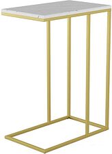 Приставной столик Калифорния мебель Агами Голд (белый мрамор)