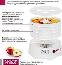 Сушилка для овощей и фруктов Мастерица EFD-0502VM (5 поддонов и 1 поддон для пастилы) Сушилка для овощей и фруктов Мастерица EFD-0502VM (5 поддонов и 1 поддон для пастилы)
