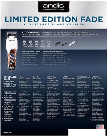 Машинка для стрижки волос Andis Fade Limited Edition Barber Pole Adjustable Blade Clipper US-1