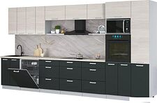 Готовая кухня Интерлиния Мила Лайт 4.0-ПМ1 (вудлайн кремовый/антрацит/бискайская сосна)