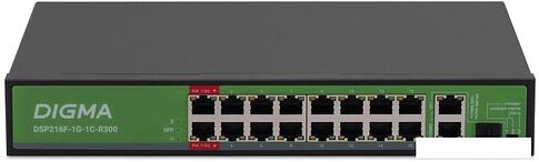 Неуправляемый коммутатор Digma DSP216F-1G-1C-R300