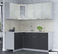 Готовая кухня Интерлиния Мила 12x18 (бетон лайт/антрацит/опал светлый)