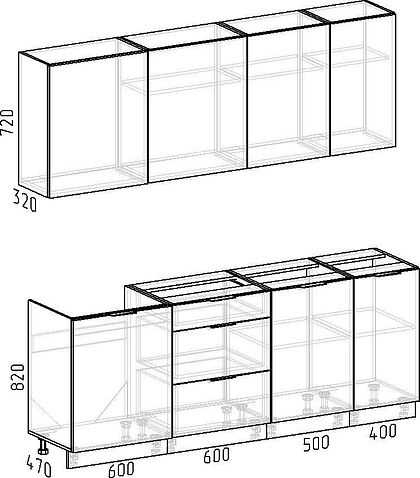 Готовая кухня Интермебель Микс Топ-6 2.1м без столешницы (белый премиум/дуб каньон)