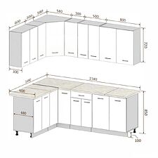 Готовая кухня Кортекс-мебель Корнелия Лира 1.5x2.2 без столешницы (дуб сонома)