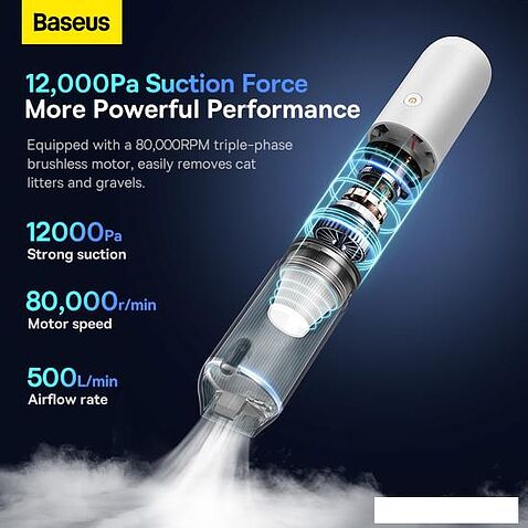 Автомобильный пылесос Baseus A3lite Car Vacuum Cleaner VCAQ050002 (белый)