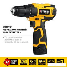 Дрель-шуруповерт Steher CD-120-2 (с 2-мя АКБ, кейс)