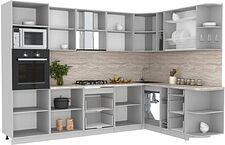 Готовая кухня Интерлиния Мила Лайт 1.88x3.0 правая (дуб белый/дуб золотой/дуб бунратти)