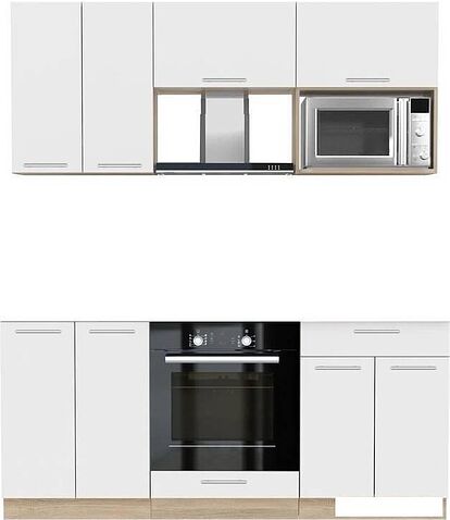 Готовая кухня Интерлиния Мила 1.8 ВТ без столешницы (белый платинум/белый платинум)