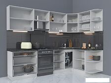 Готовая кухня Интерлиния Мила Матте 1.5x2.8 Б правая (белый-белый-кастилло темный) Готовая кухня Интерлиния Мила Матте 1.5x2.8 Б правая (белый-белый-кастилло темный)