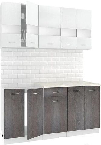 Готовая кухня Кортекс-мебель Корнелия Экстра 1.6м (белый/береза/мадрид)