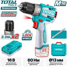 Дрель-шуруповерт Total TDLI16682 (с 2-мя АКБ, кейс) Дрель-шуруповерт Total TDLI16682 (с 2-мя АКБ, кейс)