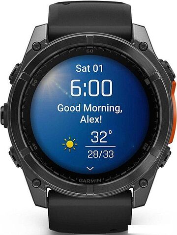 Умные часы Garmin Fenix 8 51мм (серый, черный силиконовый ремешок)