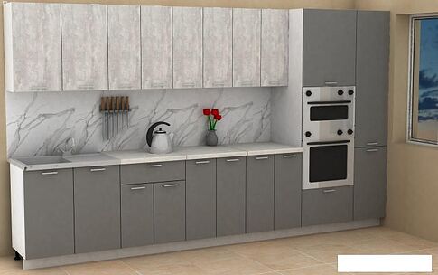 Готовая кухня ЭлиГард Lion 3.6 (ледяное дерево/дымчатый алмаз/королевский опал)