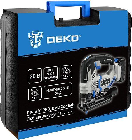 Электролобзик Deko DKJS20 PRO 083-1125 (с 2-мя АКБ, кейс)