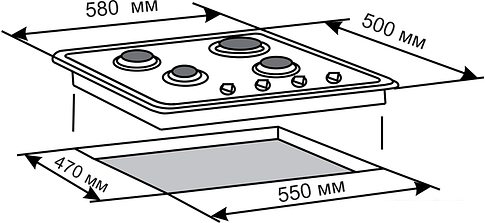 Варочная панель De luxe 5840.00ГМВ-058ЧР