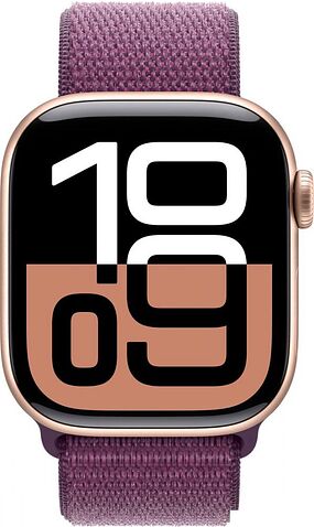 Умные часы Apple Watch Series 10 42 мм (алюминиевый корпус, розовое золото/сливовый, нейлоновый ремешок)