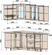 Готовая кухня Интерлиния Мила Крафт 1.2x2.0 (дуб полярный) Готовая кухня Интерлиния Мила Крафт 1.2x2.0 (дуб полярный)