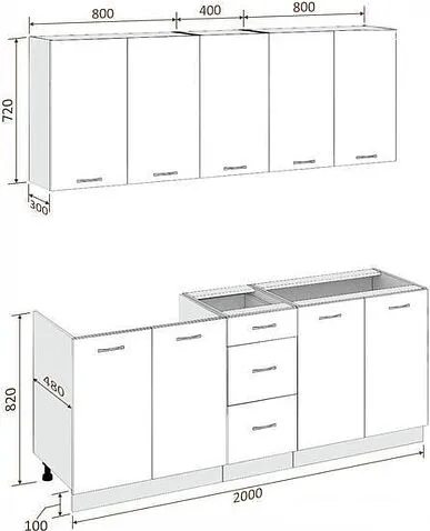 Кухня Кортекс-мебель Корнелия Лира 2.0 без столешницы (крем/капучино)