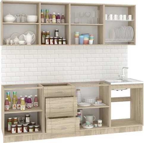 Готовая кухня Кортекс-мебель Корнелия Ретро 2.3м без столешницы (дуб сонома)