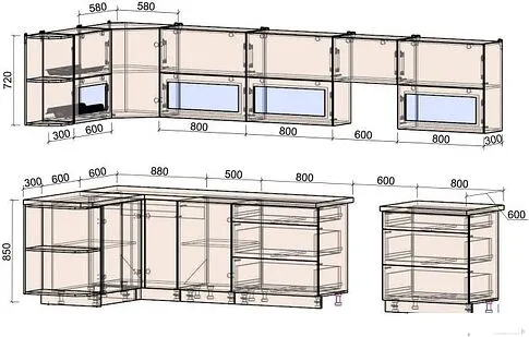 Готовая кухня Интерлиния Мила Матте 1.5x3.6 Б левая (индиго/индиго глянец/кастилло темный)
