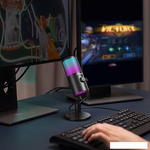 Проводной микрофон Maono DM30 RGB (розовый)