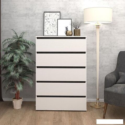 Комод Кортекс-мебель Бари 80 5ш (белый/белый/береза)