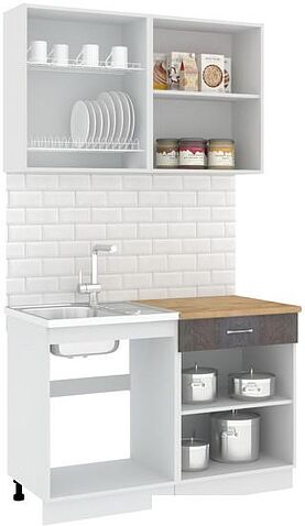 Готовая кухня Кортекс-мебель Корнелия Лира-лайт 1.2м (белый/береза/дуб бунратти)