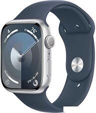 Умные часы Apple Watch Series 9 45 мм (алюминиевый корпус, серебристый/грозовой синий, спортивный силиконовый ремешок M/L) Умные часы Apple Watch Series 9 45 мм (алюминиевый корпус, серебристый/грозовой синий, спортивный силиконовый ремешок M/L)