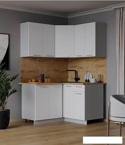 Готовая кухня Интерлиния Мила Лайт 1.2x1.2 (белый платинум/белый платинум/дуб бунратти)