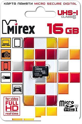 Карта памяти Mirex 13612-MCSUHS16 microSDHC 16GB