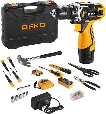 Дрель-шуруповерт Deko DKCD12FU-Li SET 104 063-4104 (с 1-им АКБ, кейс, набор оснастки)
