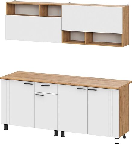 Готовая кухня Mio Tesoro Монако 2.0м (дуб золотой/белый матовый/дуб вотан)