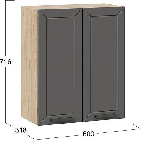 Шкаф навесной Трия Лорас 1В6 (дуб крафт золотой/холст вулкан)