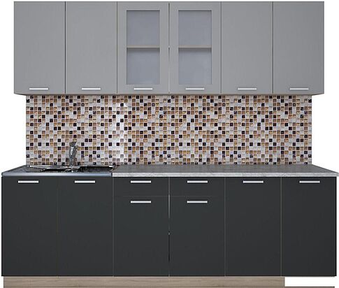 Готовая кухня Интерлиния Мила 24 (антрацит/серебро)